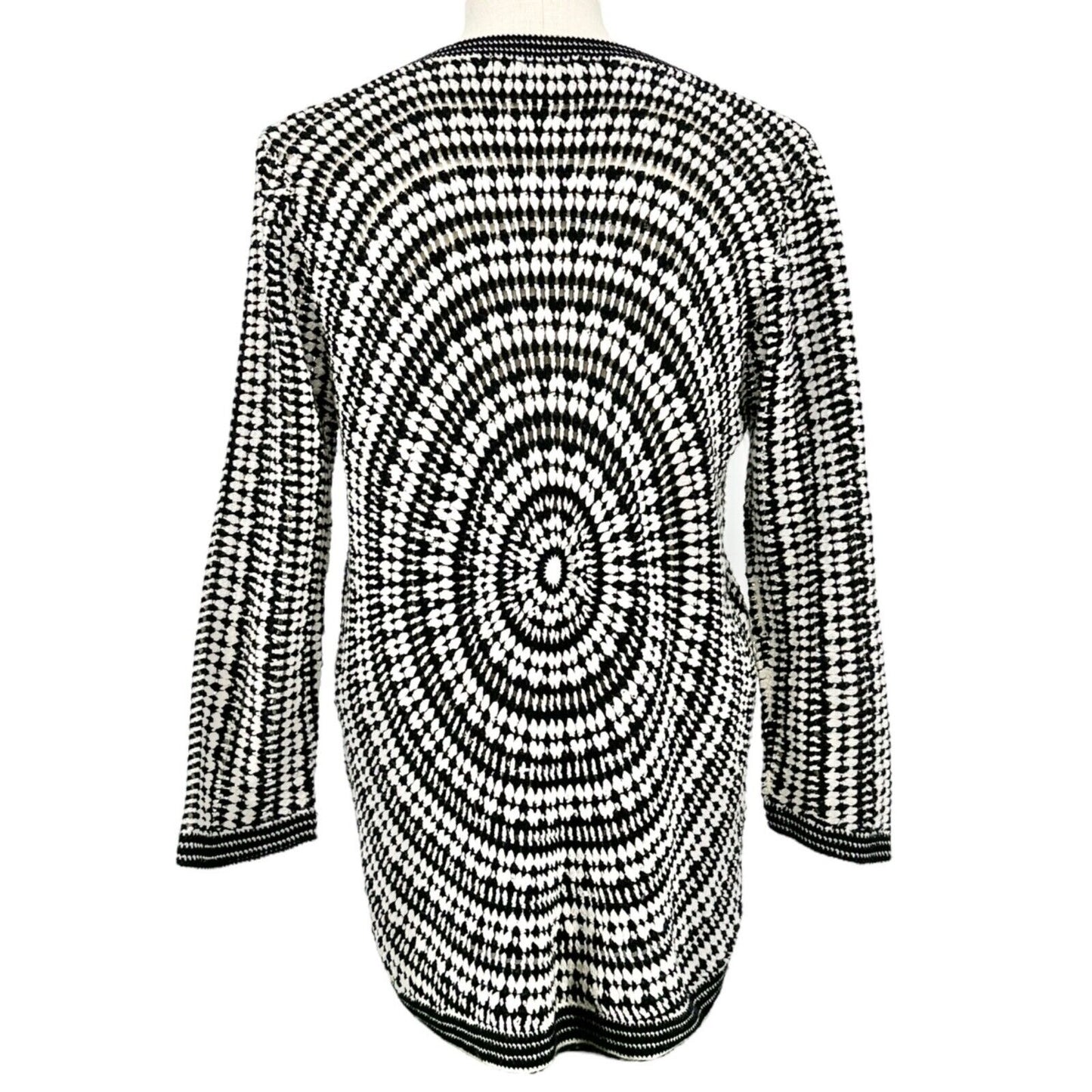 Nicole Miller Cardigan Sweater Womens Large Black and White Button Down LS