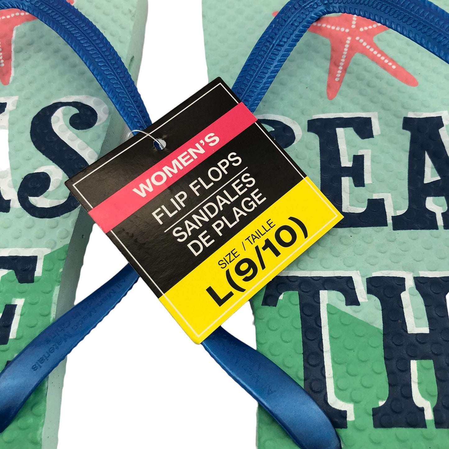 Flip Flops Seas The Day Womens L (9-10) beach pool camping casual NWT