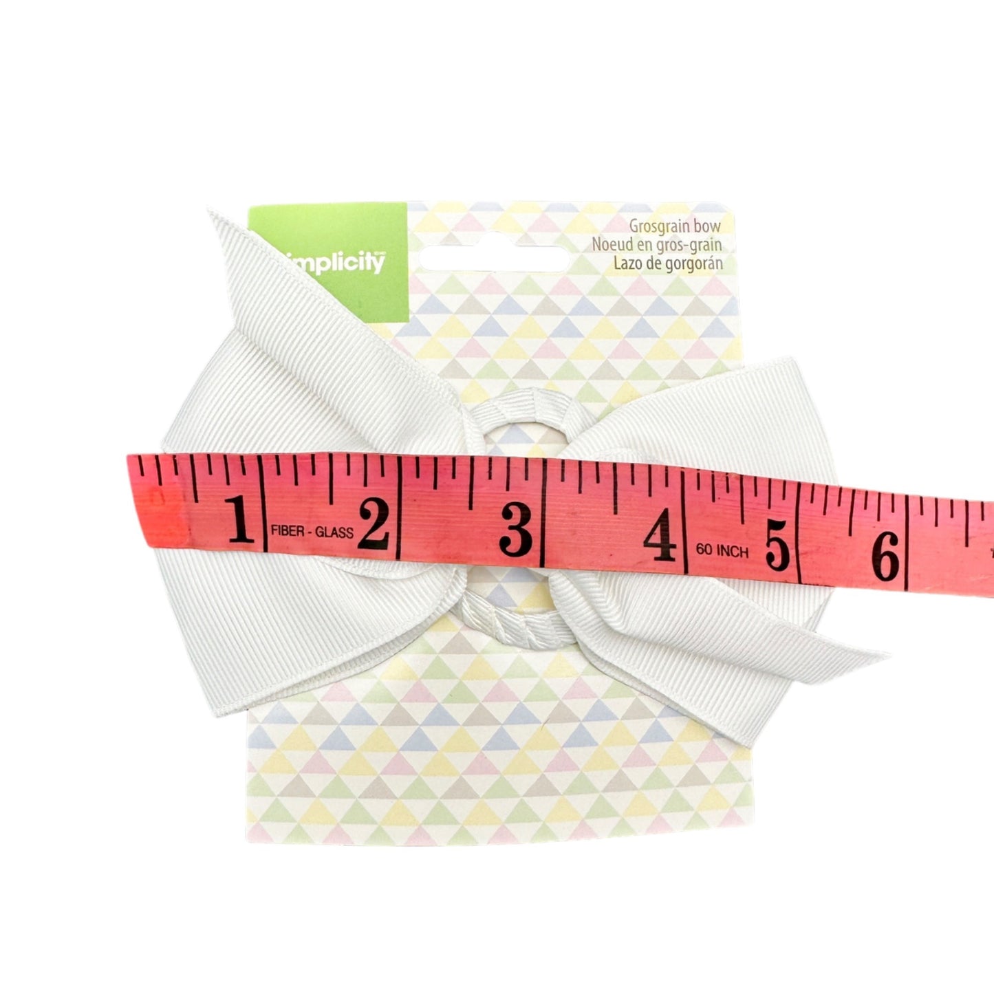 Simplicity Grosgrain Bows Set of 6 White With Heart Clips on Back Hair Packages