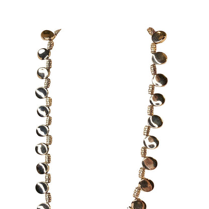 Handcrafted Beaded Necklace Silver Disc Beads Unique and Fun Long Jewelry NEW