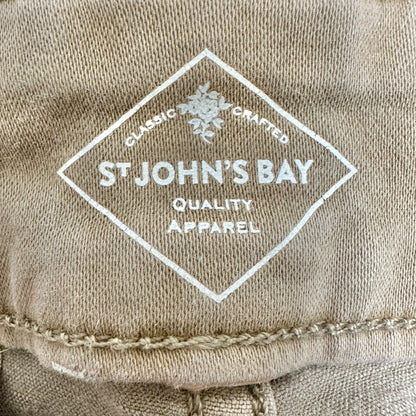 St Johns Bay Pants Womens 18P Straight Leg Beige Classic Fit Soft Stretch Fabric