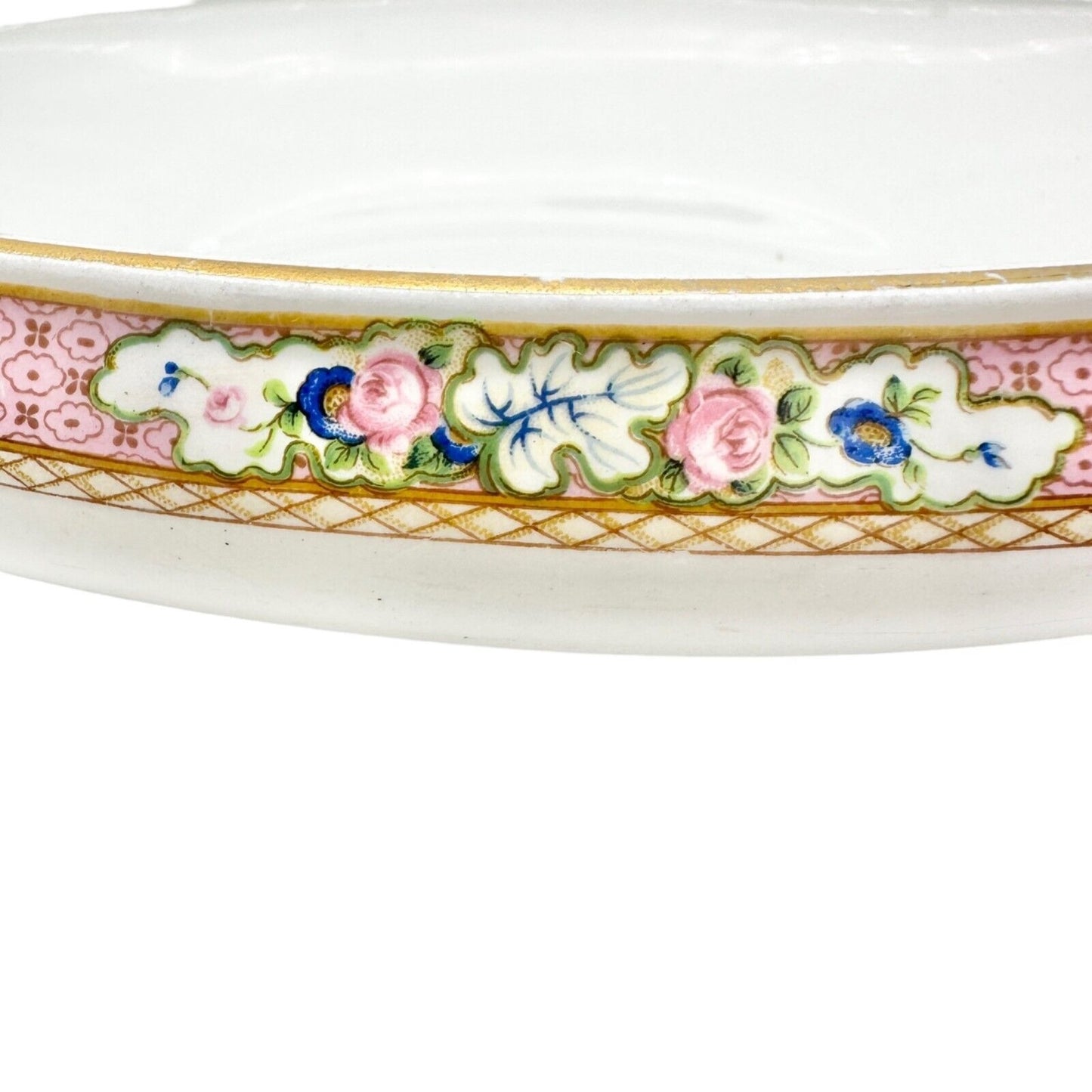 Myott Son & Co Soup Bowl Lid 12 x 7.5 Cream Pink Floral Imperial Semi Porcelain