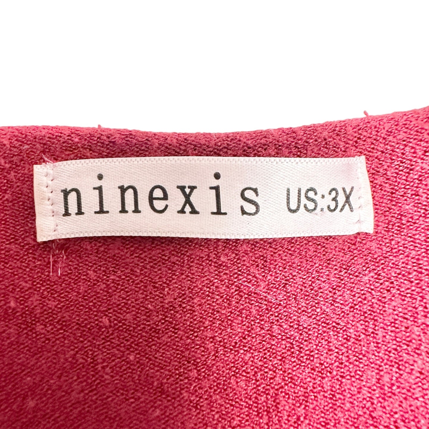 Ninexis Sweater Womens 3X Deep Red Vneck Drop Shoulder 3/4 Sleeve Side Slits