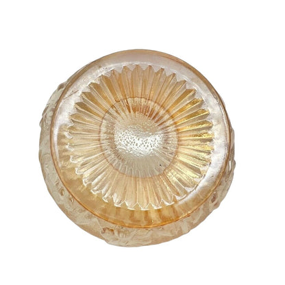 Iridescent Iris & Herringbone Marigold Dessert Bowl Vintage Carnival Glass 1940s