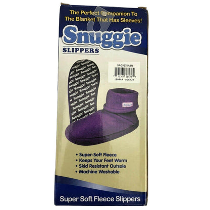 Snuggie Slippers Childrens Kids Leopard Plush M (13-1) NIB Soft Cozy Comfortable