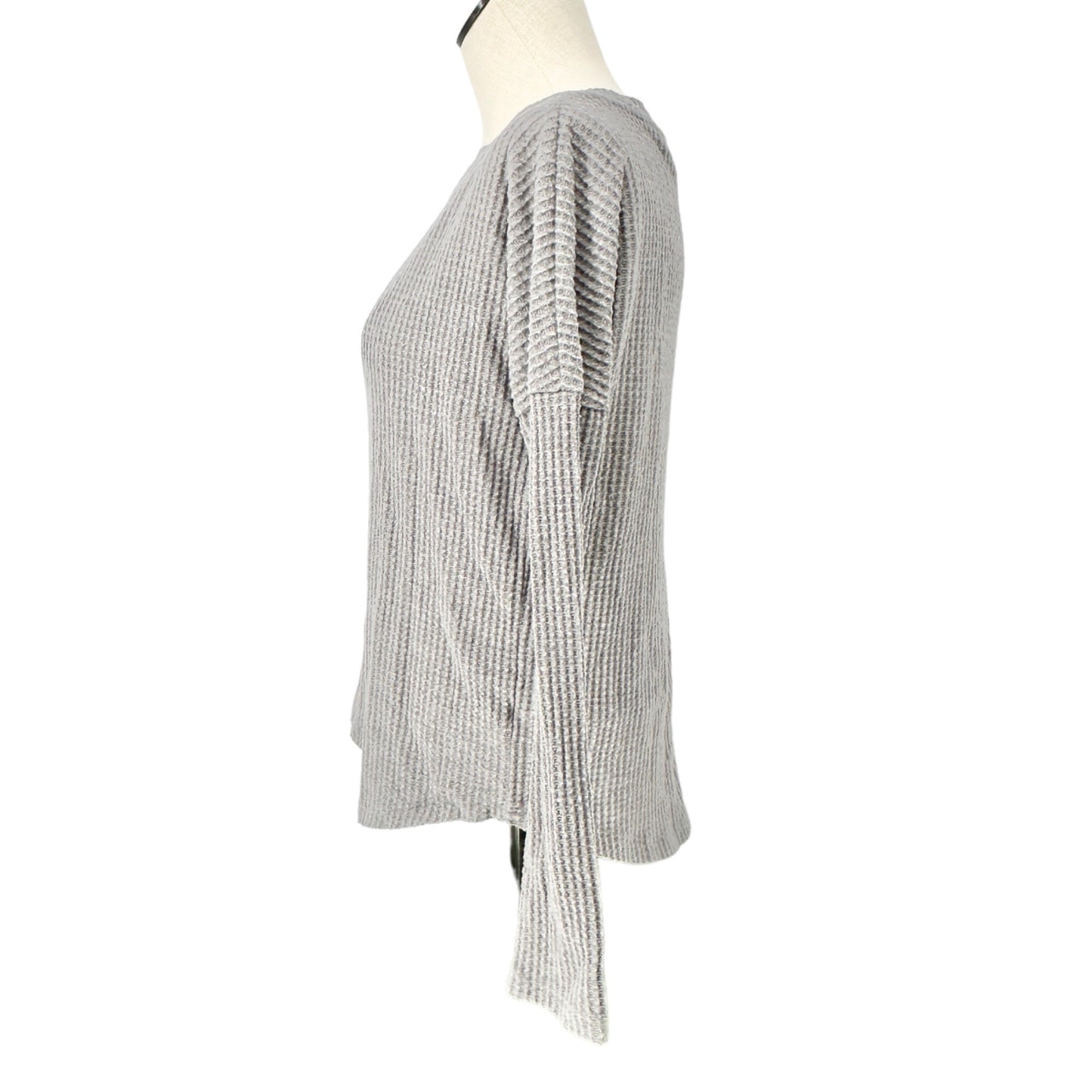 Aeropostle Perfect Waffle Tee Women's XS Gray Seriously Soft Boat Neck LS EUC