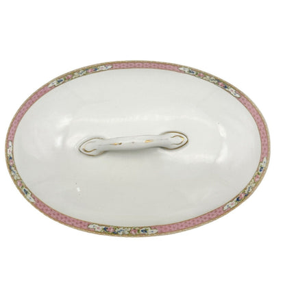 Myott Son & Co Soup Bowl Lid 12 x 7.5 Cream Pink Floral Imperial Semi Porcelain