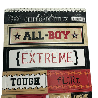 Chipboard Titlez Extreme Boy 1 pkg DUDE Charmer Favorite Scrapbook Mirrors