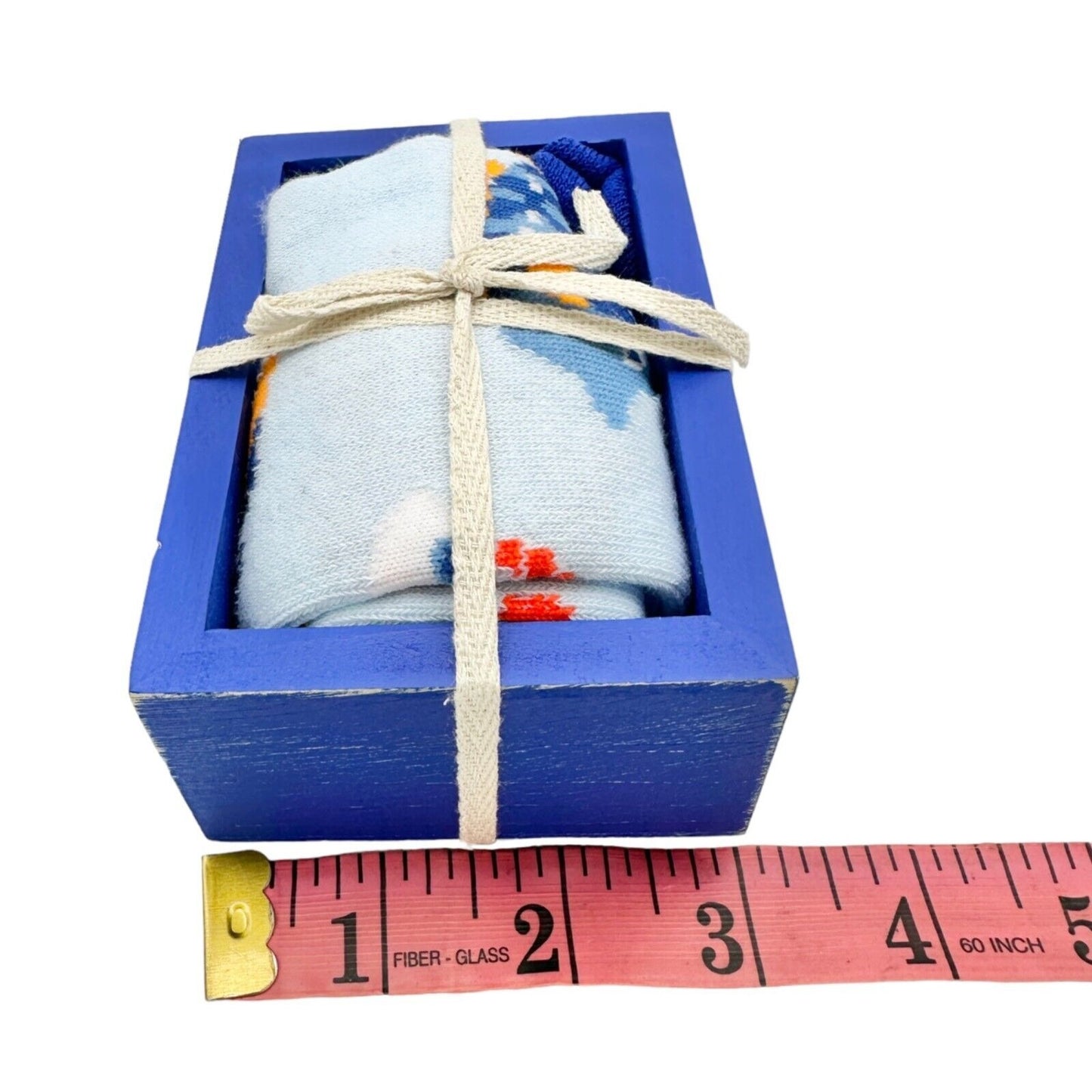 Primitives by Kathy Box Sign & Sock Set Sign 4.5 x3 inch Blue Just Keep Swimming