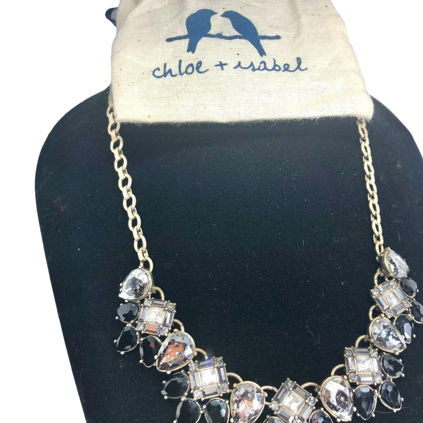 Chloe + Isabel Midnight Palace Collar Necklace Black Crystals EUC