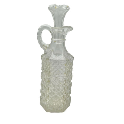 Vinegar Dispenser 7.5 x 2.5 Clear Glass Faceted Vintage