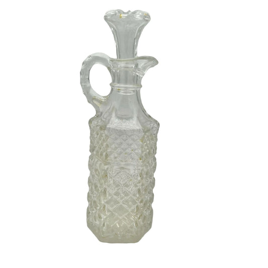 Vinegar Dispenser 7.5 x 2.5 Clear Glass Faceted Vintage