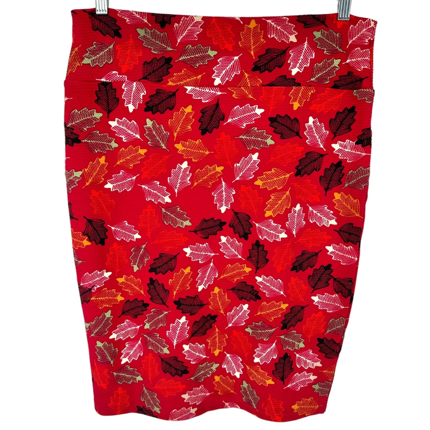 LuLaRoe Cassie Skirt Womens XL Red with Multicolor Leaves Pattern NWT