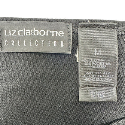 Liz Claiborne Collection Top Women's Medium Black with Black Floral Embroidery