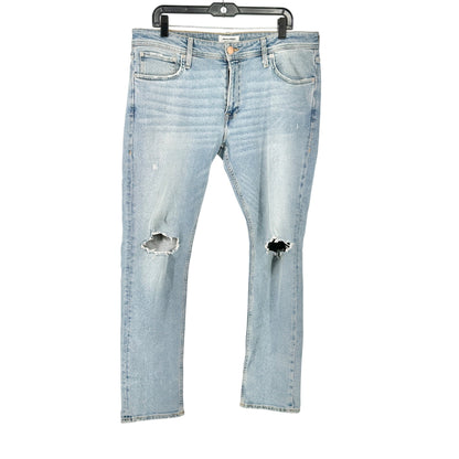 Mens Light Wash Distressed Jeans Size 36x32 Slim Fit Ripped Knees Jack & Jones