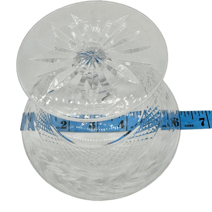 Vintage Crystal Candy Dish Leaves and Diamonds 6 x 4 EUC