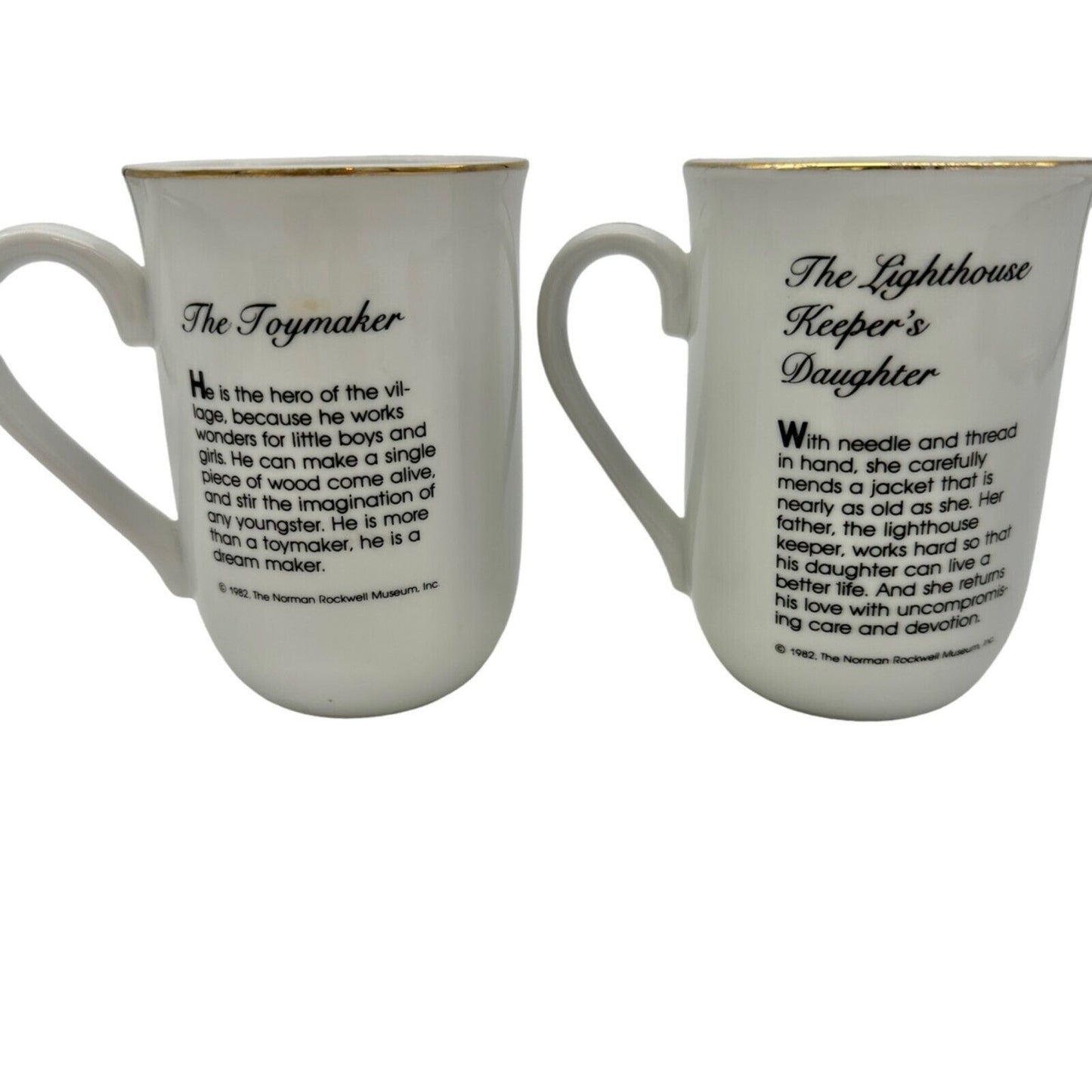Norman Rockwell Museum Mugs Pair Toymaker and Lighthouse Keepers Daughter
