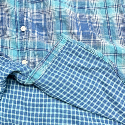Aeropostale Shirt Womens Medium Blue Plaid Button Front Chest Pockets LS