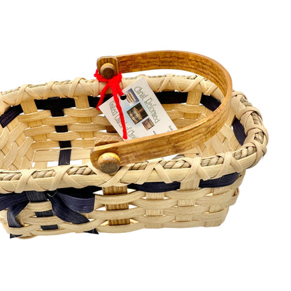 Handmade Basket Cookies for Two with Blue Accent Moveable Wooden Handle Small