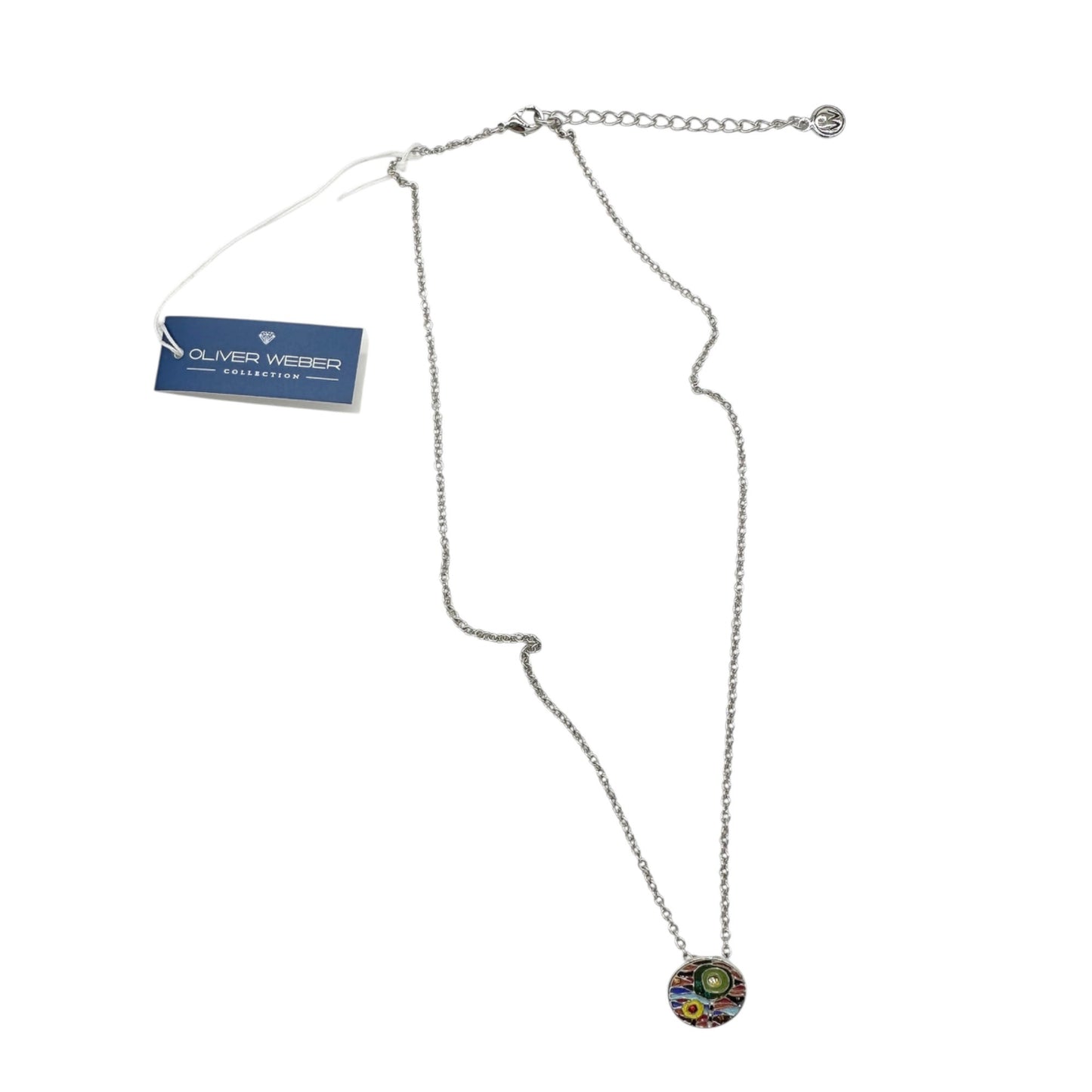 Oliver Weber Collection Pendant Necklace Multi-Color Enamel Art Design 16 Inches