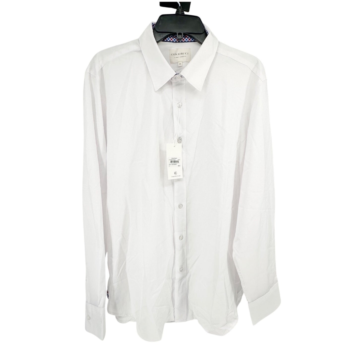 Con.Struct Mens White Long Sleeve Dress Shirt XL 4-Way Stretch Wrinkle Resistant