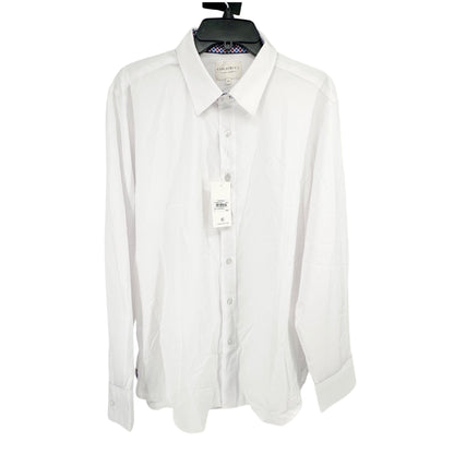 Con.Struct Mens White Long Sleeve Dress Shirt XL 4-Way Stretch Wrinkle Resistant