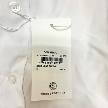 Con.Struct Mens White Long Sleeve Dress Shirt XL 4-Way Stretch Wrinkle Resistant