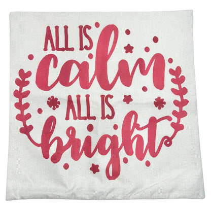 Christmas Pillow Covers 2 I'll Be Home & All Is Calm Printed 18x18 Cotton Linen