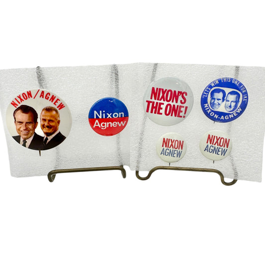 Vintage Nixon Agnew Political Campaign Pins Metal Buttons Set Of 6