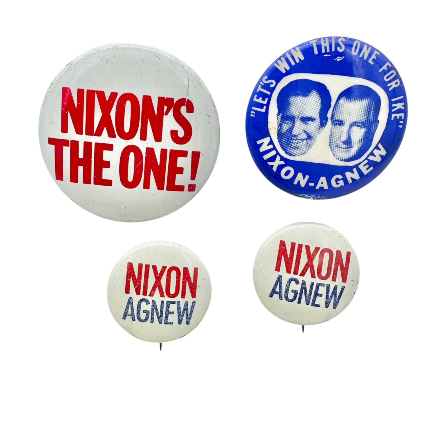 Vintage Nixon Agnew Political Campaign Pins Metal Buttons Set Of 6