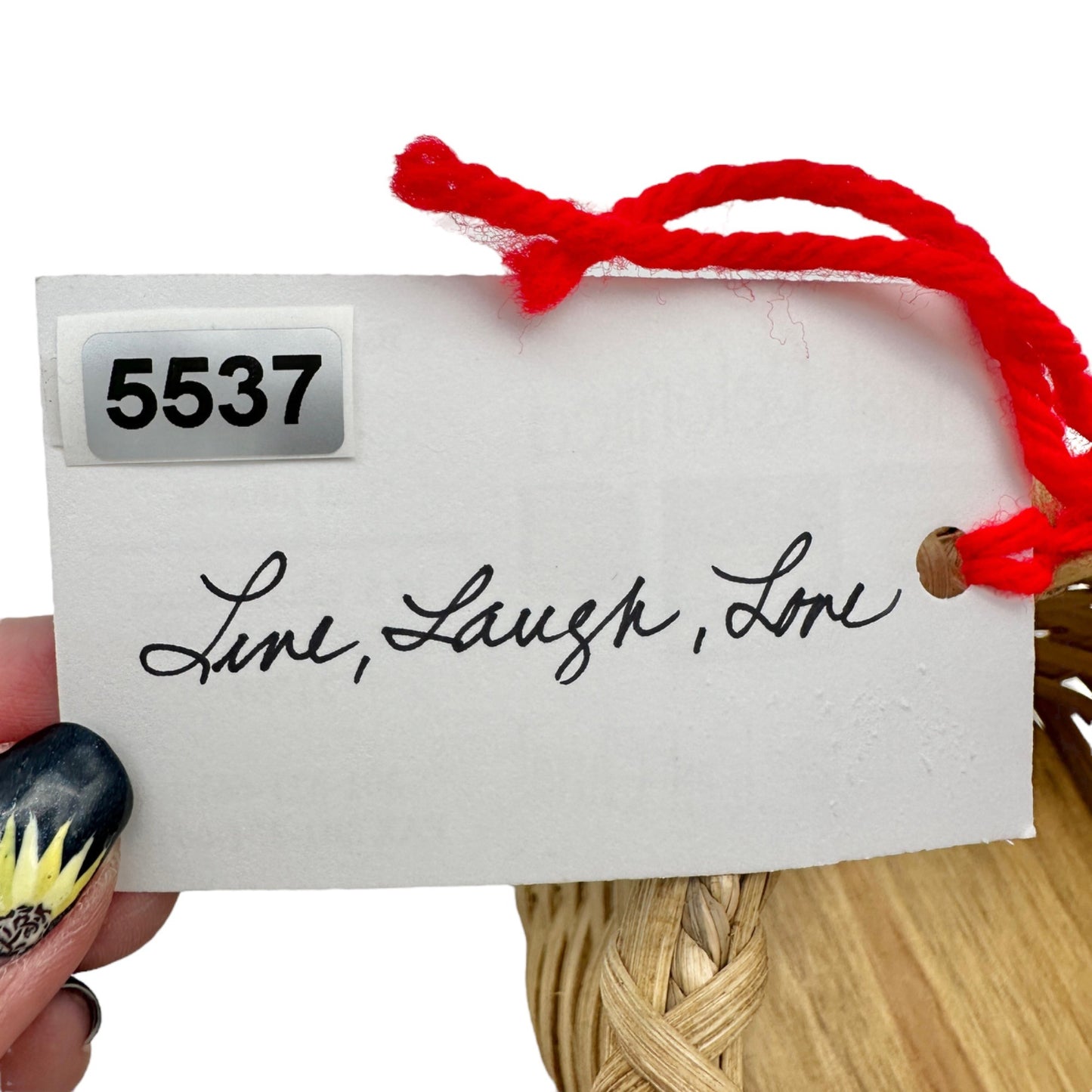 Handmade Basket Live Laugh Love Metal Accents Wood Base and Handle Small Cute