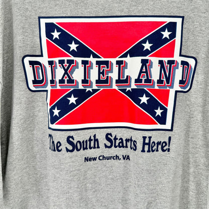 Gildan T-Shirt Unisex 2XL Gray Dixieland The South Starts Here New Church VA