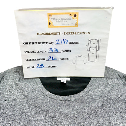 Croft & Barrow Sweater Womens 3X Gray Black Scoop Neck Long Sleeve Black Hem