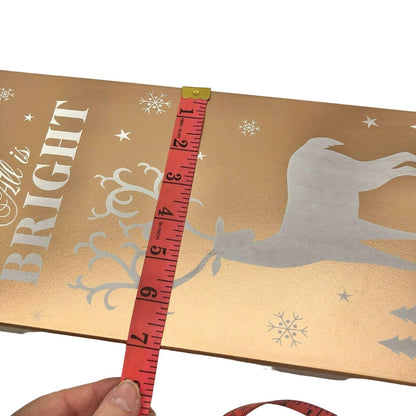Christmas All is Calm All is Bright with Deer Box Sign Snow Rectangular Wooden