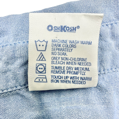 OshKosh Bgosh Shirt Boys 4 Blue Short Sleeve Button Up (missing 1 button)