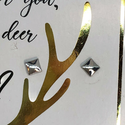 Two Sets Earrings Rhinestone X&O and Solid Squares Silvertone NEW