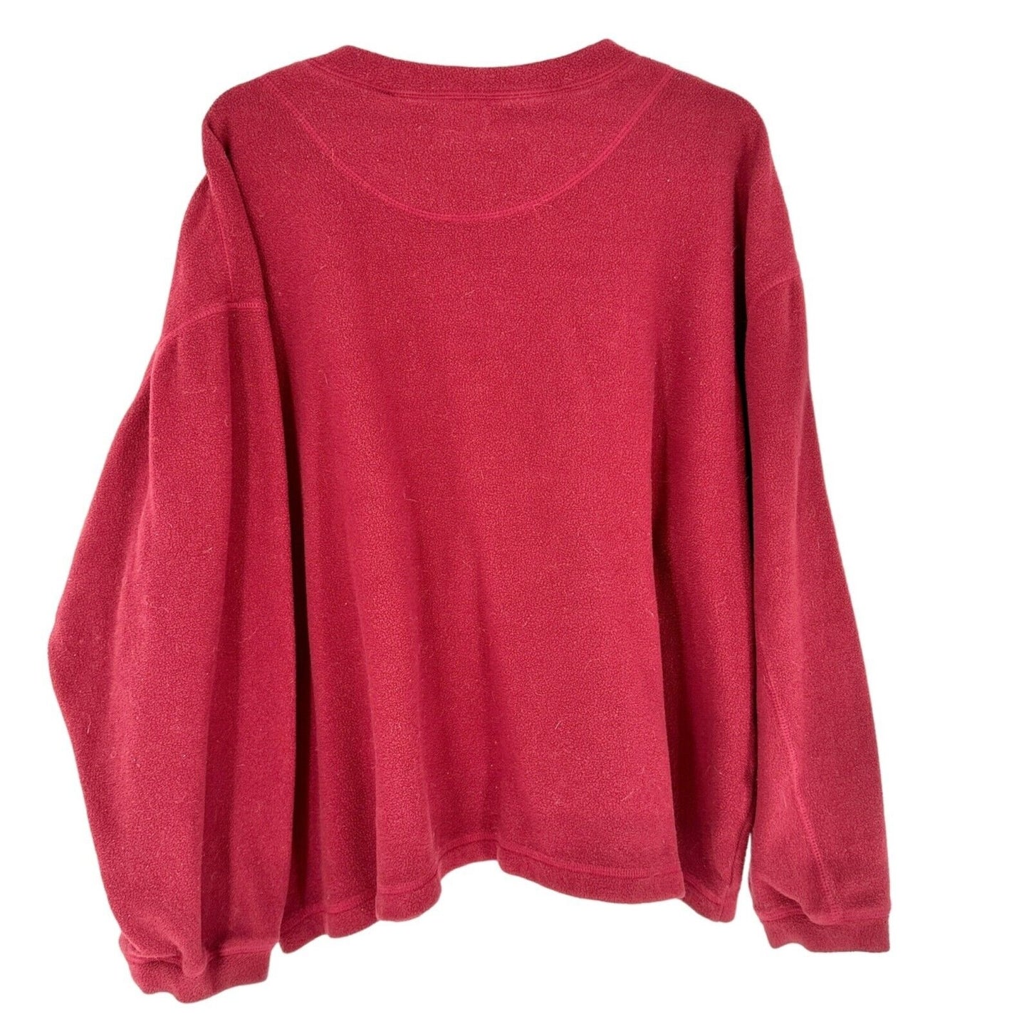 St John's Bay Pullover XL Maroon Fleece 3 Button Henley Long Sleeve