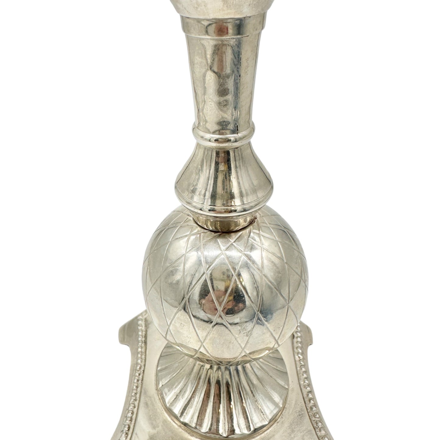 Vintage Silver-Plated Candle Holder With Ornate Design 11 in Tall