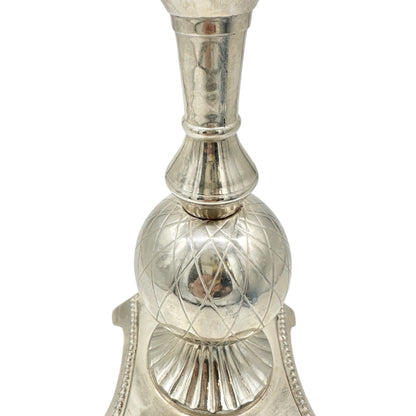 Vintage Silver-Plated Candle Holder With Ornate Design 11 in Tall