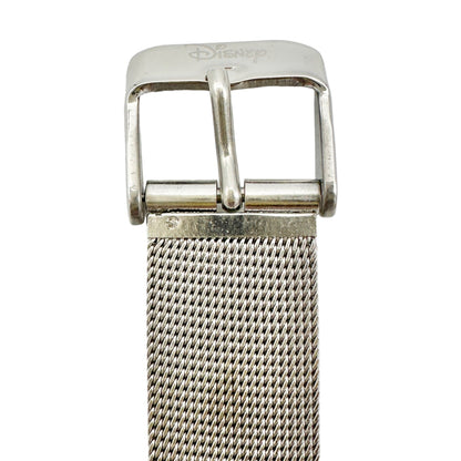 Disney Mickey Mouse Watch Stainless Steel Silver Metal Mesh Buckle Strap