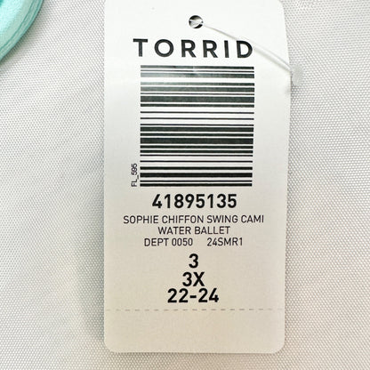 Torrid 3 Sophie Chiffon Swing Cami Top Water Ballet Light Blue Sleeveless 22-24
