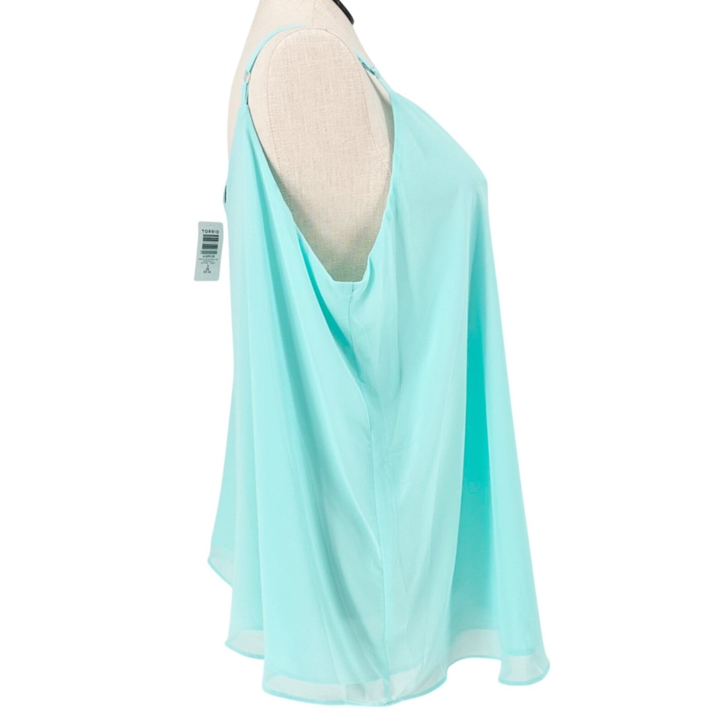 Torrid 3 Sophie Chiffon Swing Cami Top Water Ballet Light Blue Sleeveless 22-24