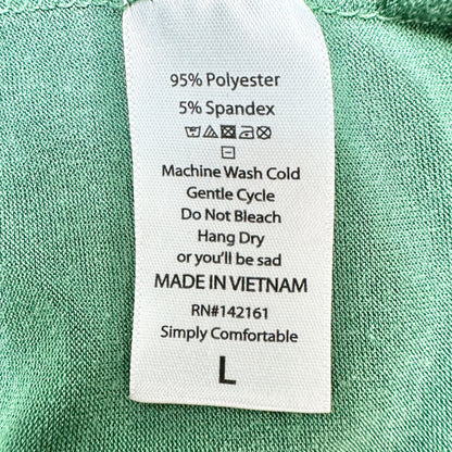 LuLaRoe Irma Top Womens L Green Relaxed Fit SS High-Low Hem Tunic Style Soft
