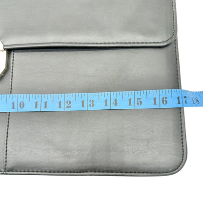 Black Leather Expandable Briefcase With Locking Clasp 17W x 12H x 2.5D