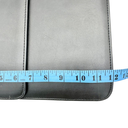 Black Leather Expandable Briefcase With Locking Clasp 17W x 12H x 2.5D