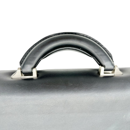 Black Leather Expandable Briefcase With Locking Clasp 17W x 12H x 2.5D