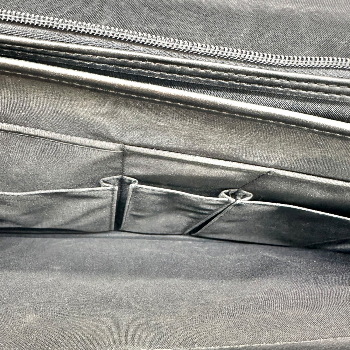 Black Leather Expandable Briefcase With Locking Clasp 17W x 12H x 2.5D
