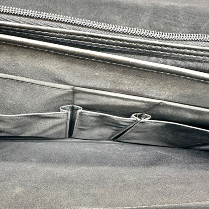 Black Leather Expandable Briefcase With Locking Clasp 17W x 12H x 2.5D