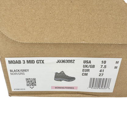 Merrell Moab 3 Mid GTX Hiking Boots Womens 10M Black Grey Waterproof Vibram Sole