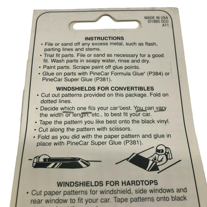 Set of 3 Pine Car Windshield Kits P348 Racer Derby Scouting Boy Cub Scouts